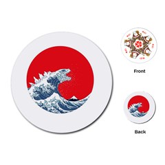 The Great Wave Of Kaiju Playing Cards Single Design (round) by Cendanart