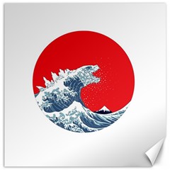 The Great Wave Of Kaiju Canvas 12  X 12  by Cendanart