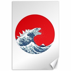 The Great Wave Of Kaiju Canvas 12  X 18  by Cendanart