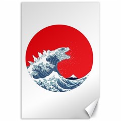 The Great Wave Of Kaiju Canvas 24  X 36  by Cendanart