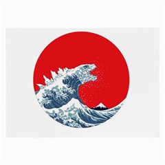 The Great Wave Of Kaiju Large Glasses Cloth (2 Sides) by Cendanart