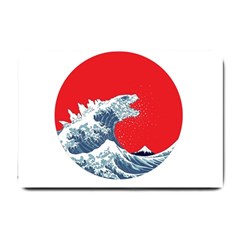 The Great Wave Of Kaiju Small Doormat by Cendanart