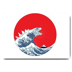 The Great Wave Of Kaiju Large Doormat by Cendanart