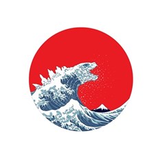 The Great Wave Of Kaiju Play Mat (square) by Cendanart