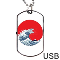 The Great Wave Of Kaiju Dog Tag Usb Flash (two Sides) by Cendanart