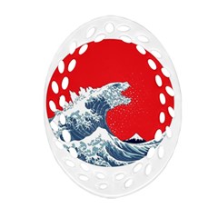 The Great Wave Of Kaiju Oval Filigree Ornament (two Sides) by Cendanart