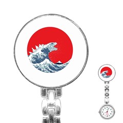 The Great Wave Of Kaiju Stainless Steel Nurses Watch by Cendanart