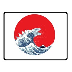 The Great Wave Of Kaiju Two Sides Fleece Blanket (small) by Cendanart