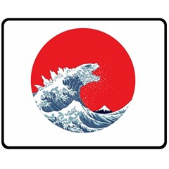 The Great Wave Of Kaiju Two Sides Fleece Blanket (medium)