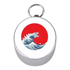 The Great Wave Of Kaiju Mini Silver Compasses by Cendanart