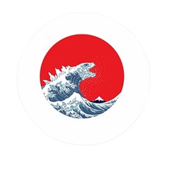 The Great Wave Of Kaiju Mini Round Pill Box