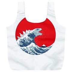 The Great Wave Of Kaiju Full Print Recycle Bag (xxl) by Cendanart