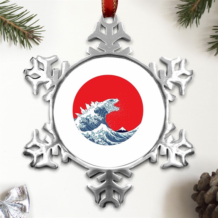 The Great Wave Of Kaiju Metal Small Snowflake Ornament