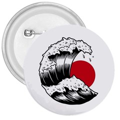 Japanese Sun & Wave 3  Buttons by Cendanart