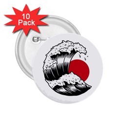 Japanese Sun & Wave 2 25  Buttons (10 Pack)  by Cendanart