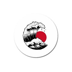 Japanese Sun & Wave Magnet 3  (round) by Cendanart