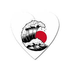 Japanese Sun & Wave Heart Magnet by Cendanart