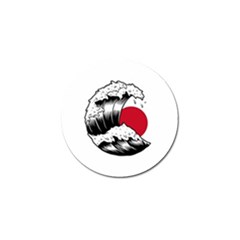 Japanese Sun & Wave Golf Ball Marker by Cendanart