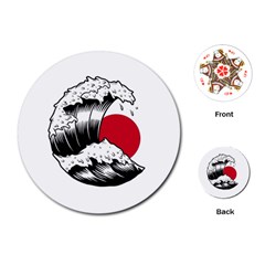 Japanese Sun & Wave Playing Cards Single Design (round) by Cendanart