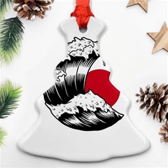 Japanese Sun & Wave Christmas Tree Ornament (two Sides) by Cendanart