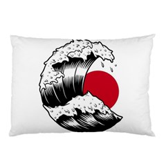 Japanese Sun & Wave Pillow Case (two Sides) by Cendanart