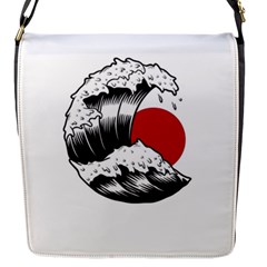 Japanese Sun & Wave Flap Closure Messenger Bag (s) by Cendanart