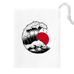 Japanese Sun & Wave Drawstring Pouch (5xl) by Cendanart