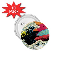 Retro Wave Kaiju Godzilla Japanese Pop Art Style 1 75  Buttons (10 Pack) by Cendanart