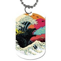 Retro Wave Kaiju Godzilla Japanese Pop Art Style Dog Tag (one Side) by Cendanart