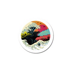 Retro Wave Kaiju Godzilla Japanese Pop Art Style Golf Ball Marker by Cendanart