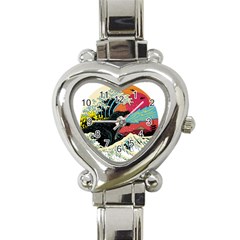 Retro Wave Kaiju Godzilla Japanese Pop Art Style Heart Italian Charm Watch by Cendanart