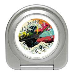 Retro Wave Kaiju Godzilla Japanese Pop Art Style Travel Alarm Clock by Cendanart