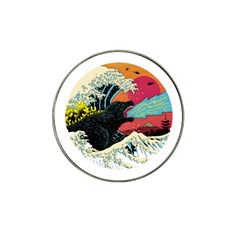 Retro Wave Kaiju Godzilla Japanese Pop Art Style Hat Clip Ball Marker by Cendanart