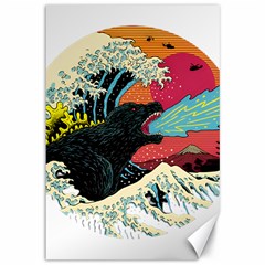 Retro Wave Kaiju Godzilla Japanese Pop Art Style Canvas 12  X 18  by Cendanart