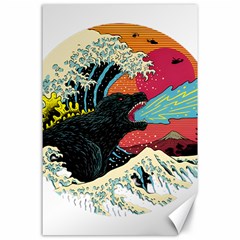 Retro Wave Kaiju Godzilla Japanese Pop Art Style Canvas 24  X 36  by Cendanart