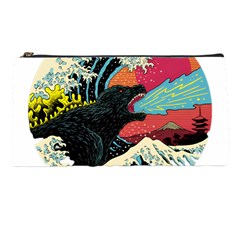 Retro Wave Kaiju Godzilla Japanese Pop Art Style Pencil Case by Cendanart