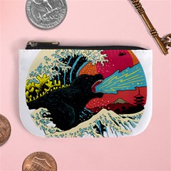 Retro Wave Kaiju Godzilla Japanese Pop Art Style Mini Coin Purse by Cendanart