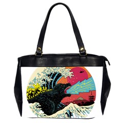 Retro Wave Kaiju Godzilla Japanese Pop Art Style Oversize Office Handbag (2 Sides) by Cendanart