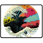 Retro Wave Kaiju Godzilla Japanese Pop Art Style Fleece Blanket (Medium) 60 x50  Blanket Front