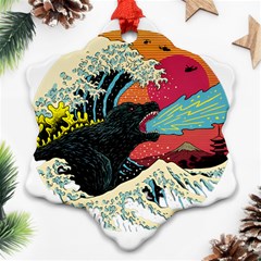 Retro Wave Kaiju Godzilla Japanese Pop Art Style Ornament (snowflake) by Cendanart