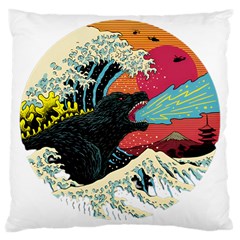 Retro Wave Kaiju Godzilla Japanese Pop Art Style Large Cushion Case (two Sides) by Cendanart