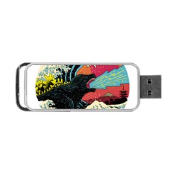 Retro Wave Kaiju Godzilla Japanese Pop Art Style Portable Usb Flash (two Sides) by Cendanart