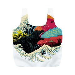 Retro Wave Kaiju Godzilla Japanese Pop Art Style Full Print Recycle Bag (m) by Cendanart