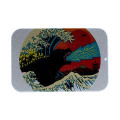 Retro Wave Kaiju Godzilla Japanese Pop Art Style Open Lid Metal Box (silver)   by Cendanart