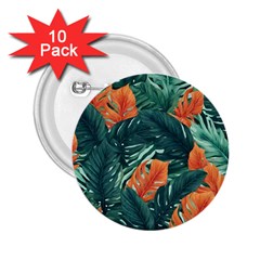 Green Tropical Leaves 2 25  Buttons (10 Pack)  by Jack14