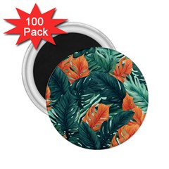 Green Tropical Leaves 2 25  Magnets (100 Pack)  by Jack14