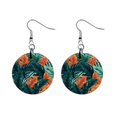 Green Tropical Leaves Mini Button Earrings by Jack14