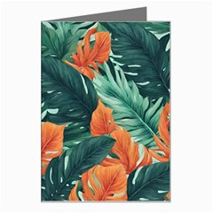 Green Tropical Leaves Greeting Card by Jack14