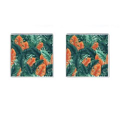 Green Tropical Leaves Cufflinks (square) by Jack14