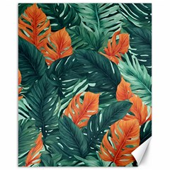 Green Tropical Leaves Canvas 16  X 20  by Jack14